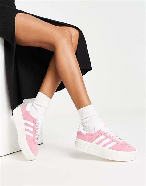 pink adidas gazelle platform